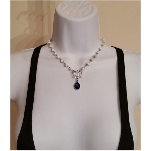 Handmade Howlite 925 clasp Necklace Sodalite Charm Bracelet - Picture 3 of 4